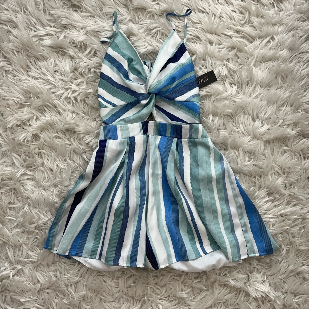 Satin cross back brand new with tags luxxel striped romper